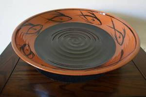 Artist Signed Pottery Fish Signed Platter Bowl