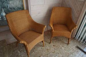 Furniture Sunroom Porch Wicker Rattan Arm Chair...Set of Two.
