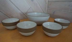 Artist Signed Pottery Coupe Soup Cereal Bowl Heath Pottery Opaque White Brown Rim USA