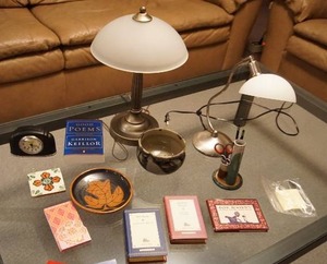 Lamps Lighting Table Nightstand Desktop, Pottery and Books Etc.