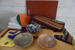 Housewares Home DeCor Entertaining Cutting Board, Asian Bowls, Linen Etc.