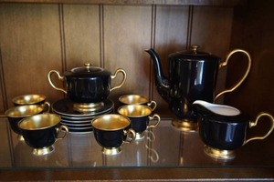 Collectible China Black Gold Tea Set...MINT
