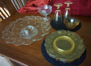 Collectible Antique Yellow Depression Glass Etc.