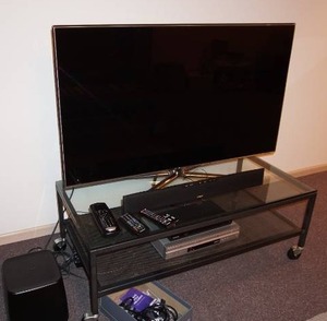 Awesome Set-Up55 Samsung TVStandSony VHSSamsung DVDPOLK Audio Sub WooferSound-Bar Remotes Etc.