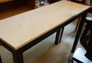 Furniture Office Den Living Room DeskSofa Back Table w Removable Marble Top on Heavy Metal Base...One of Two For-Sale