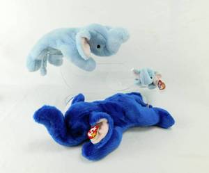 lot 70 image: 2 TY Beanie Buddie Elephants and 1 TY Beanie Babies Elephant