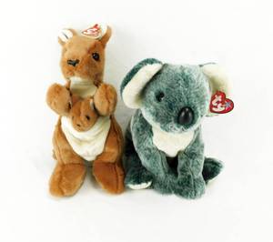lot 71 image: TY Pouch the Kangaroo and Eucalyptus the Koala Beanie Buddies