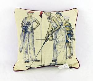 lot 117 image: Norman Rockwell Sporting Boys Series Missed Tapestry Decorative Pillow