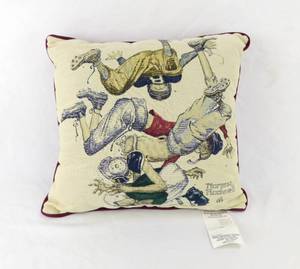 lot 48 image: Norman Rockwell Sporting Boys Series First Down Tapestry Decorative Pillow