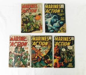 lot 24 image: 5 Vintage 1950s Atlas Marines In Action Comic Books
