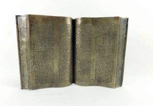 lot 8 image: Vintage 1990 Wally Schoop Numbered Limited Edition Bronze Gutenberg Bible