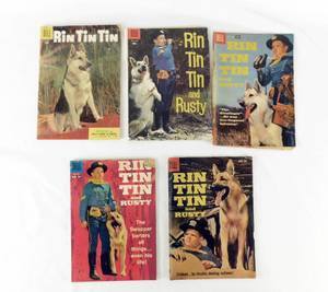 lot 49 image: Lot of 1 Vintage 1950s Dell Rin Tin Tin and 4 Vintage 1950s Dell Rin Tin Tin and Rusty Comic Books