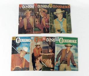 lot 22 image: 7 Vintage 1950s and 1960s Dell Gunsmoke Comic Books