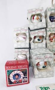 lot 64 image: Lot of 47 Vintage Ornaments Including Vlasic, North Carolina and More