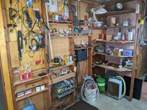 lot 25 image: Various Shop and Garage Items Including Tools, Flashlights, Plumbing Items and More