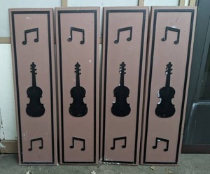 lot 15 image: Set of (4) Violin Silhouette Wood Wall Dcor Panels