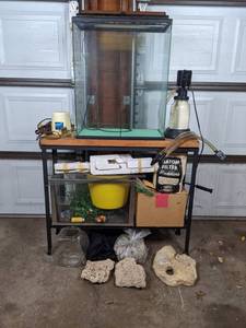lot 35 image: Aquariums, Rocks, Filters, Stand and More