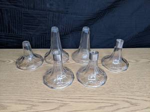 lot 64 image: (6) Antique Glass Shelf Support Riser Drugstore Display