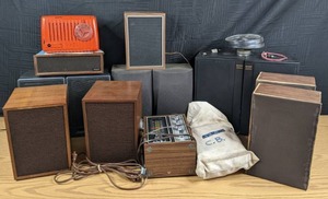 lot 45 image: Assortment of Speakers & More Realistic, Johnson, Sharp, Audiovox, Honeywell, & More