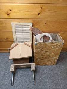 lot 61 image: Assortment of Wooden Tools, DIY Trashcan, & More