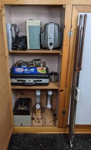 lot 14 image: Assortment of Cameras and Projector Equipment Revere AZ-718 Projector, Kodak 500 Projector, Omega A3, HQ Movie Video System, Deluxe Transparency Maker and More