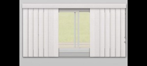 lot 12 image: NEW Levolor Outside Mount Vertical Fabric Blinds, Amalfi Snow