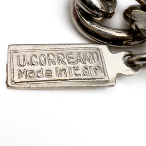 lot 22 image: Ugo Correani Rare White Base Metal Multi-Strand Necklace. Black Fabric. Bold Italian Design.