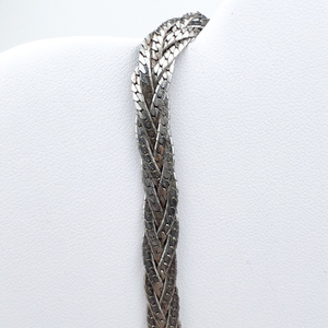 lot 43 image: Braided Herringbone Sterling Silver Chain Necklace.
