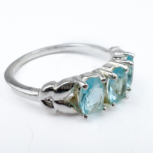 lot 51 image: Vintage Sterling Silver Ring, Set With Paraiba Color Stones