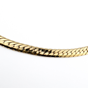lot 105 image: Napier Beveled Herringbone Yellow Plated Base Metal Chain Necklace. Opera Length.