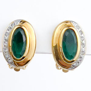 lot 16 image: Swarovski Yellow And White Metal Clip-On Earrings .