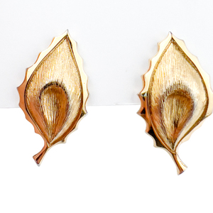 lot 63 image: Monet Yellow Plated Metal Clip-On Earrings. Leaf Design