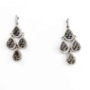 lot 99 image: JWBR Sterling Silver Dangle Earrings . Illusion Design With Black Rhodium Contrast.