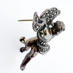 lot 77 image: Judith Jack Marcasite Angel Pin Sterling Silver Brooch.