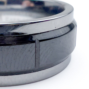 lot 115 image: Wedding Ring Sample Black Center Band Tungsten Carbide Ring. Size 9.25 - 9.5.