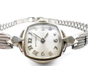 lot 28 image: Wittnauer Cushion Shape dial white 10k Rolled Gold Plate Mechanical Watch. Working