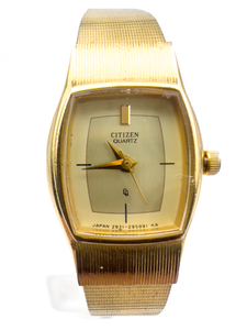 lot 56 image: Citizen 2951-293991 K Gold Tone base metal Quartz Analog watch. New Battery Installed