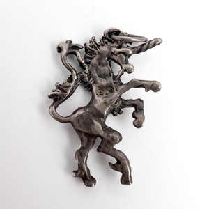 lot 60 image: Unicorn Rampant (Heraldry), Unknown Maker, Sterling Silver Solid Cast Charm.