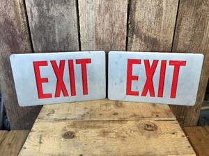 lot 36 image: 2 Vintage Aluminum EXIT Sign Fronts