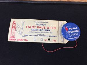 lot 73 image: Vintage 1964 Saint Paul OPEN Admission Ticket - Double Autographed