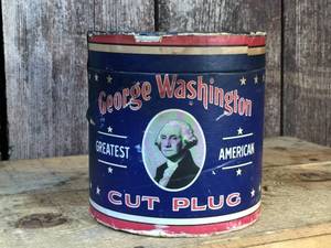 lot 115 image: Antique R.J. Reynolds Tobacco George Washington Cut Plug