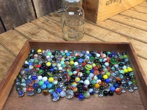 lot 134 image: Vintage Marbles in Old Canning Jar
