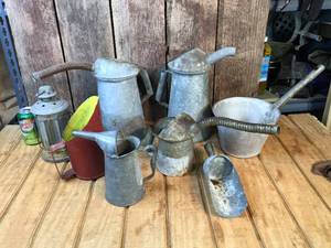 lot 161 image: Group Vintage Galvanized Cans - Spouts