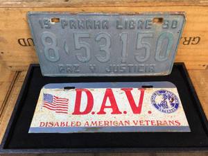 lot 202 image: Vintage D.A.V. & Panama License Plates