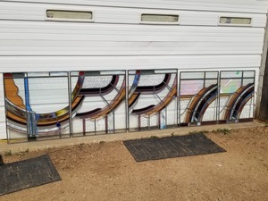 lot 170 image: Vintage Stained Glass Panels