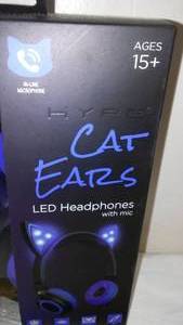 lot 506 image: HYPE Cat Ear LED Headphones with Mic in Blue