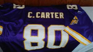 lot 551 image: MN Vikings Chris Carter Jersey No. 80.