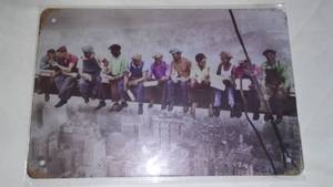 lot 649 image: Construction Crew On Beam Metal Sign.