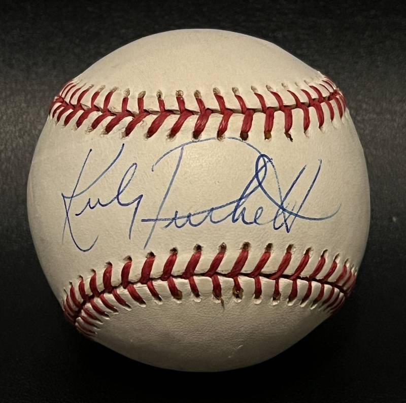 Autographed/Signed Livan Hernandez 97 WS MVP Florida Grey Baseball