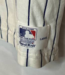 lot 28 image: New York Mets Vintage Baseball Jersey  Shirt - Size Large, Made by Medalist Sand-Knit in Berlin, WI - Official MLB Apparel, retrovintage